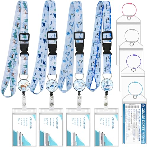 4 Pack Cruise Lanyards for Ship Cards, Alaska Scenic