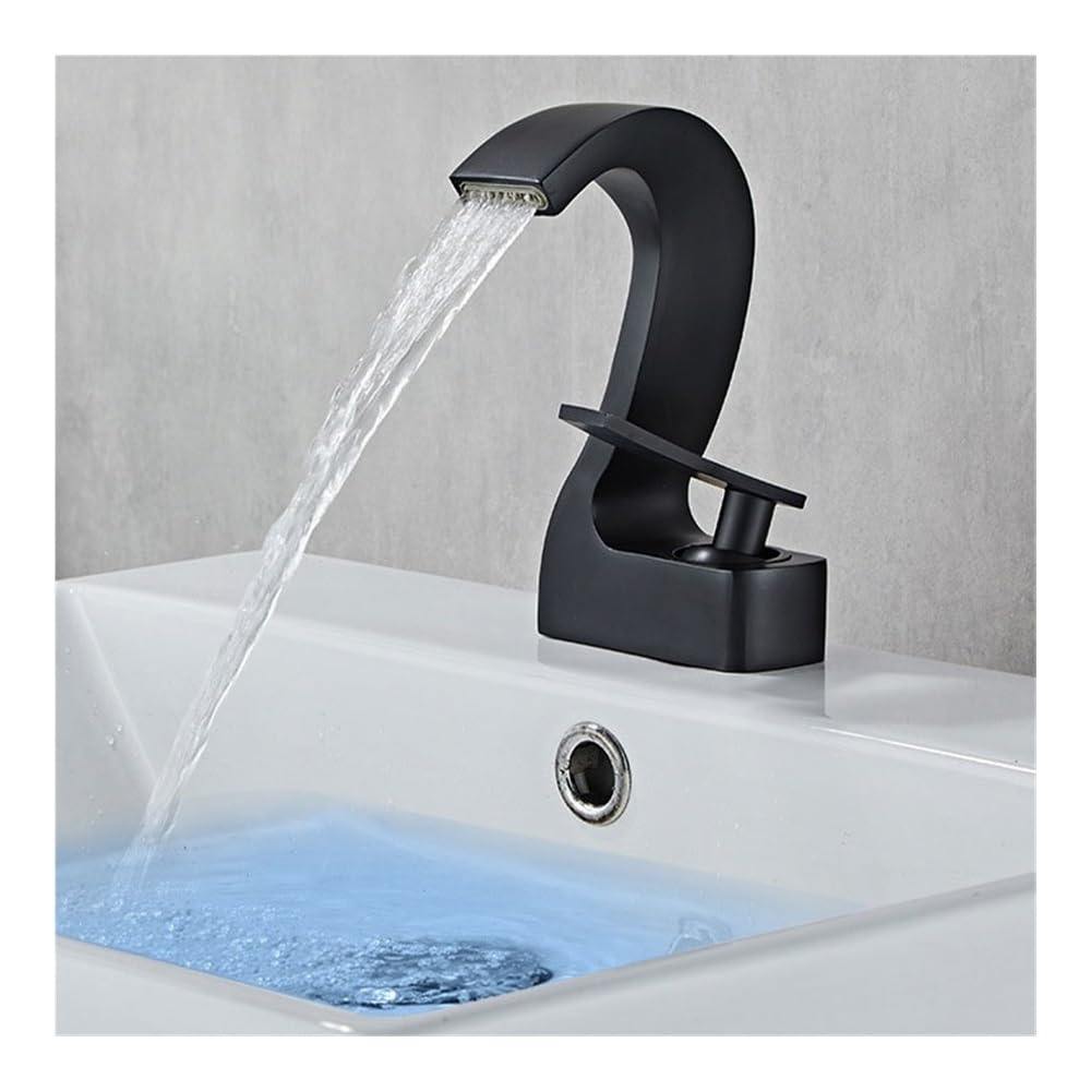 Blyqxs Black Bathroom Single-Hole Basin Hot And Cold Water Faucet Washbasin Bathroom Counter Basin Faucet W3040(Black)