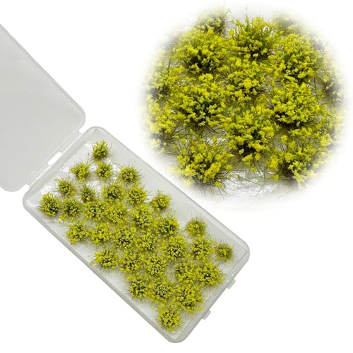 Woohome Static Grass Tuft Model Gras s Tufts, 128 PCS Railway Artificial Grass 4 Colors Bushy Tuft Flower Cluster Vegetation Groups for DIY Building Model Train Landscape Railroad Scenery - Image 3