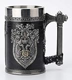 Veronese Design 6 1/4 Inch Double Headed Eagle Crest Axe Handle Beer Stein Cold Cast Resin Pewter Finish Statue Home Decor