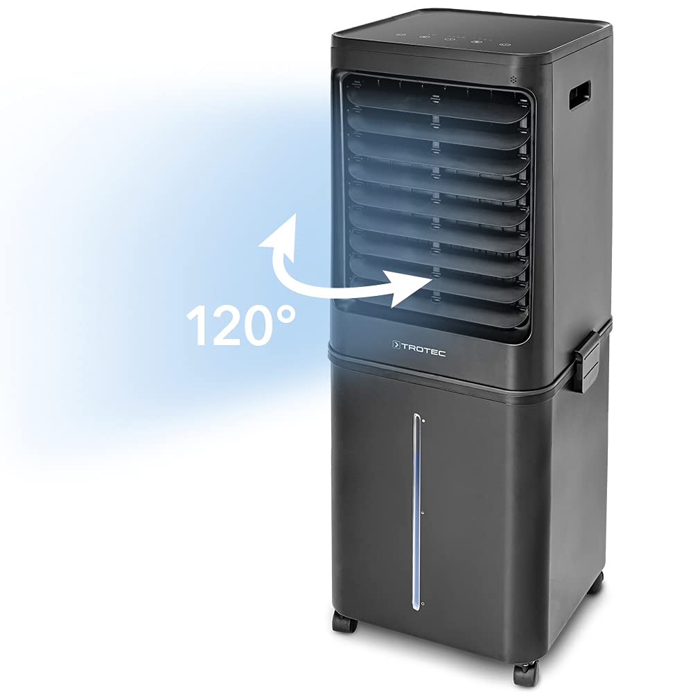 TROTEC Rafraîchisseur d'air et humidificateur PAE 80 Climatiseur sans évacuation à évaporation - Réservoir 60L, Filtre à air, 4 vitesses, mobile, minuteur, télécommande