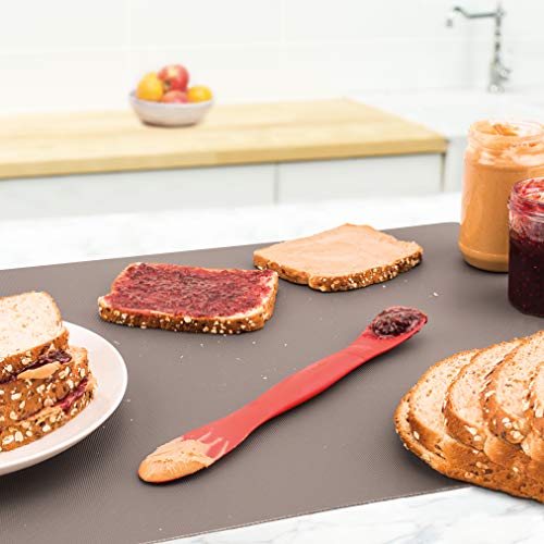 Image of Tovolo All Silicone Flex-Core Kitchen Tool Set of 4 - Mini Spatula, Mini Spoonula, Full-Size & Scoop & Spread, Dishwasher-Safe, Candy Apple Red