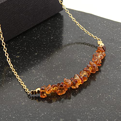 Gempires Natural Chips Bar Necklace, Energy Healing Crystals, Birthday, Gift for Her, Gemstone Jewelry 18 inch3