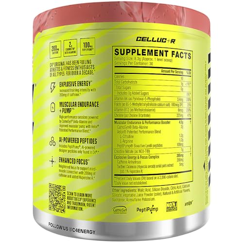 Image of C4 Original Pre Workout - Popsicle Cherry - Pre-Workout for Endurance, Focus & Performance with 200mg Caffeine, Beta-Alanine, Creatine Nitrate, L-Arginine & PeptiPump - Sugar Free, 30 Serv