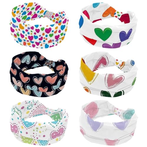 Bandeau large femme anti glisse lot de 6 style turban nœuds torsadés cœurs