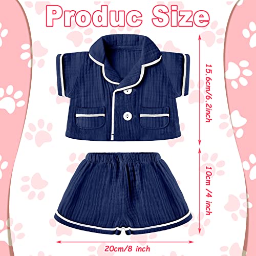 2 Sets Bear Clothes Stuffed Animal Clothes Bear Accessories Pink And Blue Bear Pajamas Clothes Double Layer Muslin Short Sleeve Top And Bottom Pajamas Fits Most 14-18 Inch Bears #TOP1