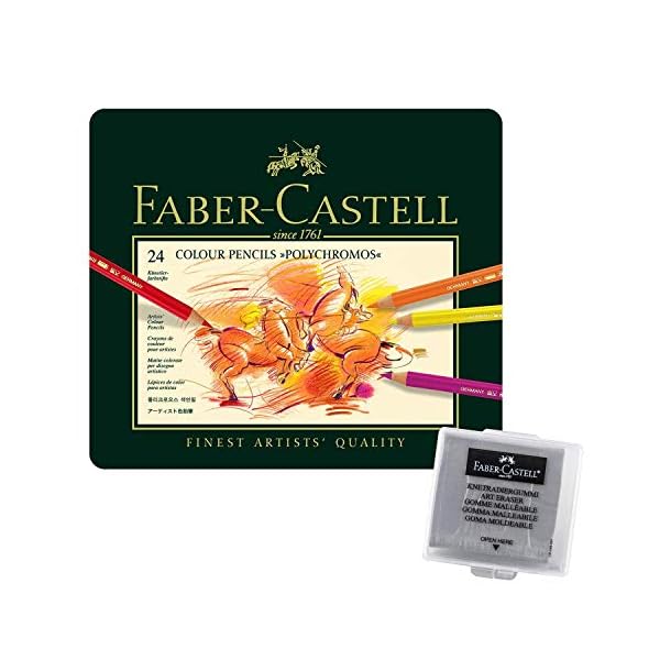 Faber-Castell 110024 - K?nstlerfarbstift, 24 Polychromos Metalletui (24er Metalletui | inkl. Radierer)