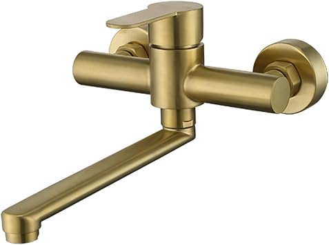Kitchen Sink Mixer Faucet Wall Mounted Brushed Gold Kitchen Faucets Mixer Stainless Steel-Brushed Gold