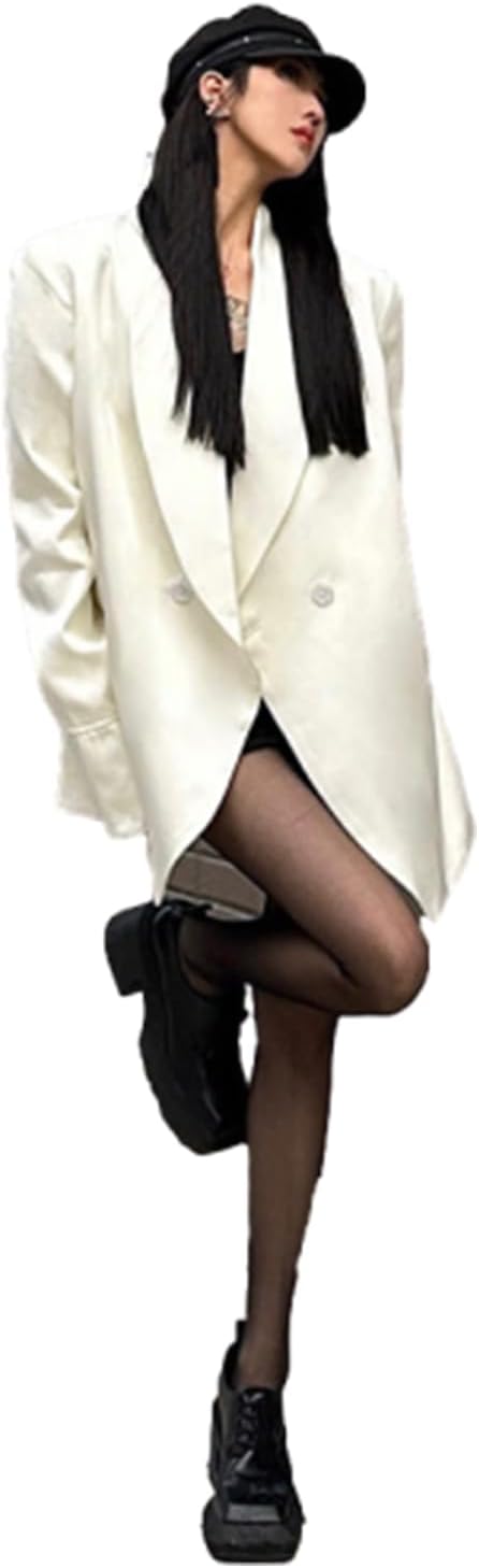 Women's Satin Blazer Casual Long Jacket Dressy Work Professional Office Outfits Coat