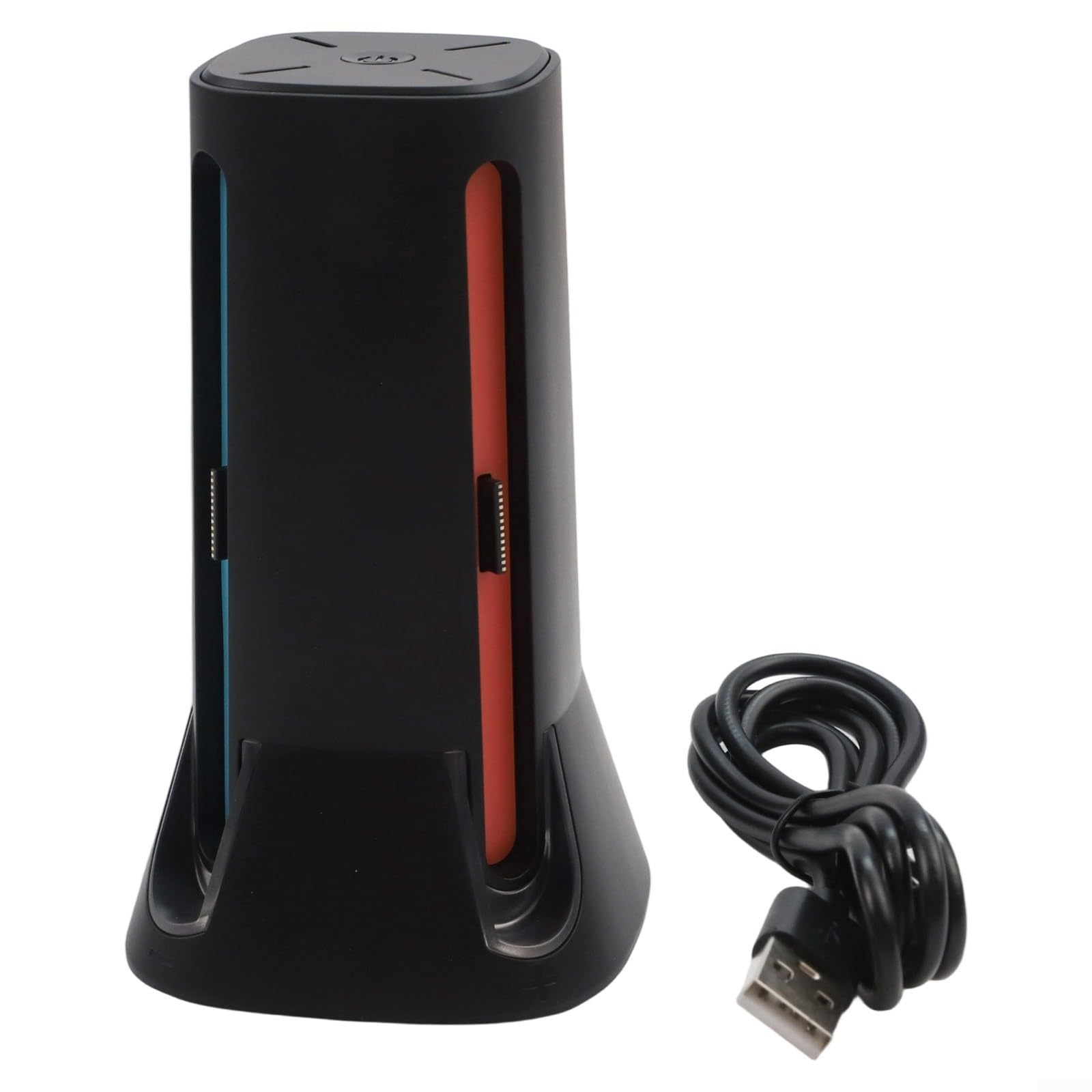ABS Ladegerät für 4 für joy-con Controller für schnellladung | 4 Controller simultan laden, RGB Lichteffekte, kompakt 140x76mm, ideal für Partys und Reisen