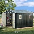 Breezz Outdoor Storage Shed 10 x 10 ft. Utility Tool Shed Metal Storage Garden Shed with Lockable Doors, Windows for Patio Storage,Nightblue