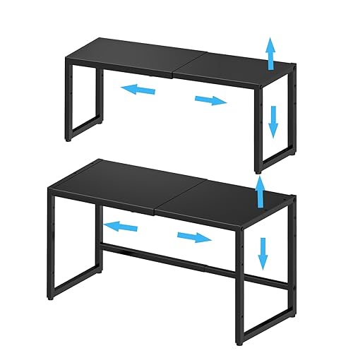 2 Pack Expandable Cabinet Countertop Shelves (Small + Large), Heavy