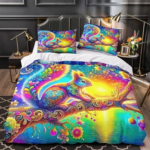 Housse de couette écureuil impression 3D haute définition luxe
