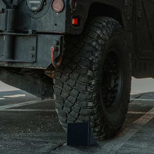 Image of 4 Pack Heavy Duty Rubber Wheel Chocks Solid RV Wheel Chock for Trailers, Black Tire Chocks for Cars, Truck, Travel Trailers, Camper and ATV, 6.5 inch x 3.5 inch x 3.5''