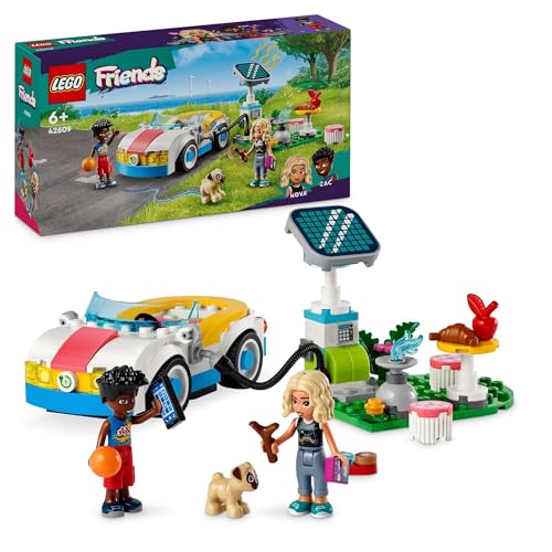 LEGO Friends Electric Car and Charger 42609 Vehicle Toy, Role-Play Adventures with Mini-Doll Characters Nova and Zac,for Kids, Girls & Boys Aged 6 Years and Over