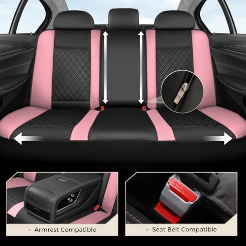 Image of Coverado Car Seat Covers Full Set, Automotive Leather Seat Covers for Car，Universal Fit Front Back Seat Cover, Non-Slip Waterproof Breathable Car Seat Protector