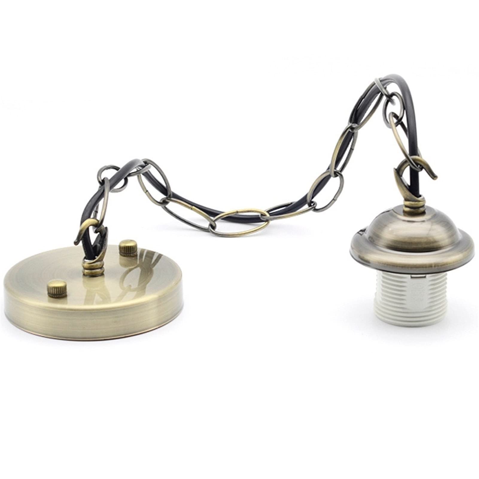 LORIER E27 Vintage Lamp Base Ceiling Rose Chain Pendant Light Bulb Holder Screw Socket Fitting Kit For Retro Incandescent Lamp holder (Color : Antique Brass, Size : E27)