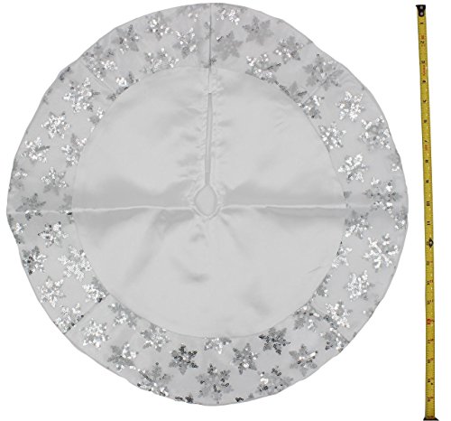 20-Inch Miniature Satin Tree Skirt With Sequined Snowflake Border (Silver) #TOP1