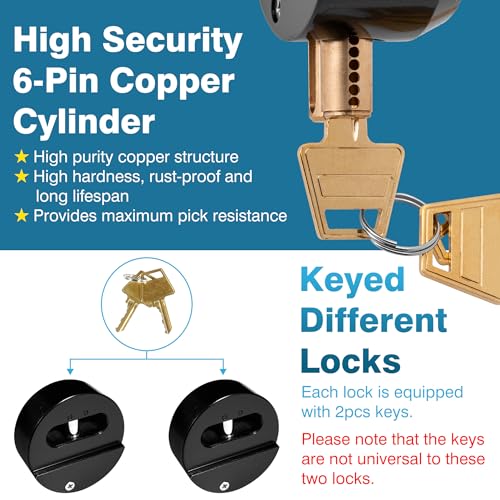 Image of IRONWALLS Black Hidden Shackle Padlock 2 Pack, 73mm /2-7 /8 inch Puck Lock Keyed Different with Hasp, 4pcs Keys & Fixing Screws, Heavy Duty Steel Padlocks for Doors, Trucks, Gates, Trailer
