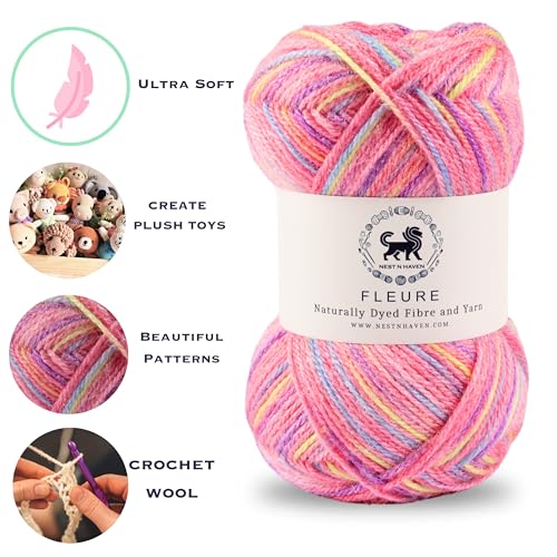 Image of Nestnhaven Acrowools Fleure Hand Knitting and Crochet Yarn. Pack of 1 Ball - 100gms. Shade no - NNHF (Multicolor16) | (500 Gm)