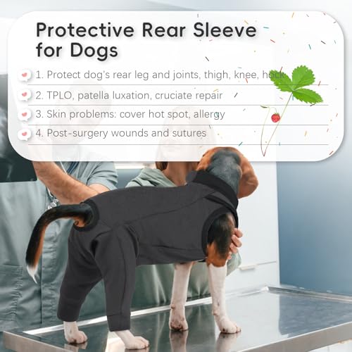PUMYPOREITY Op Body für Hunde mit Beinen - Kastrationsleckschutz für Hündin und Rüde, Liegeschwielen-Kniebandage (Grau, M)
