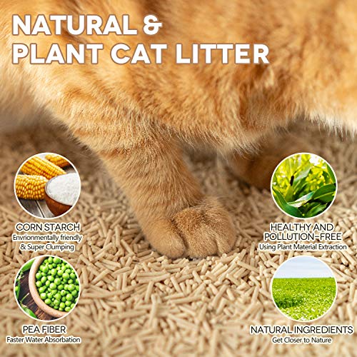 petnf Tofu Cat Litter Natural Cat Litter Flushable Cat Litter Clumping Plant Cat Litter Ultra Odor Control Cat Litter Dust Free Low Tracking Cat Litter Biodegradable Pellets Multi-Cat