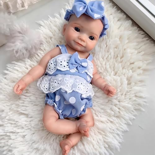 Aniiyy Bambola in silicone da 25,4 cm, corpo intero in silicone solido con occhi aperti, bambole rinate che sembrano veri neonati per ragazze e ragazzi