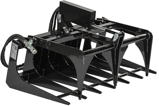 Titan Attachments 42" Mini Skid Steer Root Grapple Bucket, Universal Quick Tach Connection, 3,000 PSI Hydraulic Cylinder with Cylinder Guards, for Clearing Trees, Roots, Rocks, Brush