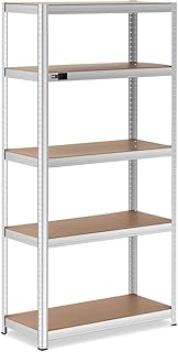 MSW MSW-STSH-09 Étagère pour Charges Lourdes Industrielle en Métal Atelier Garage (100x50x200 cm, 5 Tablettes, Capacité de 875 kg)