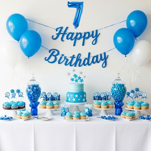 Image of TONIFUL 20 Pcs Number Balloon 2 Set 16 Inch Blue 0-9 Numbers Balloons | Small Custom Digital Mylar Foil Ballons for Birthday Halloween Graduation Anniversary 2027 New Year Eve Party Decorations