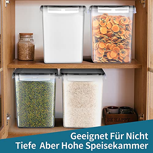 Surejoy 5,2L Groß Vorratsdosen mit Deckel Luftdicht 4er Set mit Kreidemarker und Etiketten, BPA Frei Plastik Aufbewahrungsbox Küche, Zucker Pasta Mehl Müsli Cornflakes Aufbewahrung Vorratsbehälter