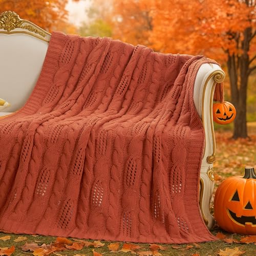 Amélie Home Chunky Knit Throw Blanket, Dual-Sided...