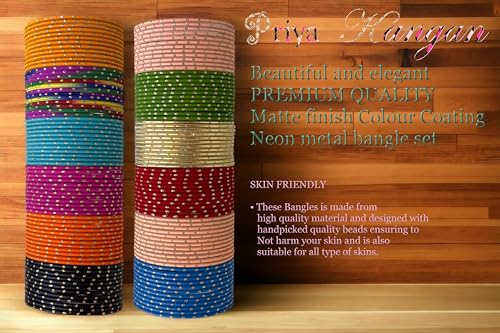 Exotic Nion Dot Matte Finish Metal Bangles For Indian Attires