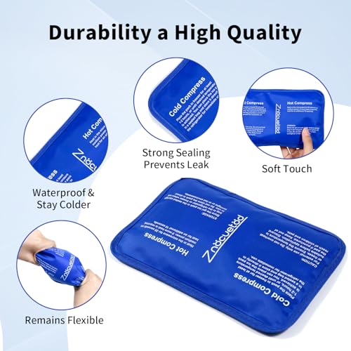 Image of Gel Ice Pack for Injuries Reusable Soft Freezer Ice Bag with Strap 1 Pack
