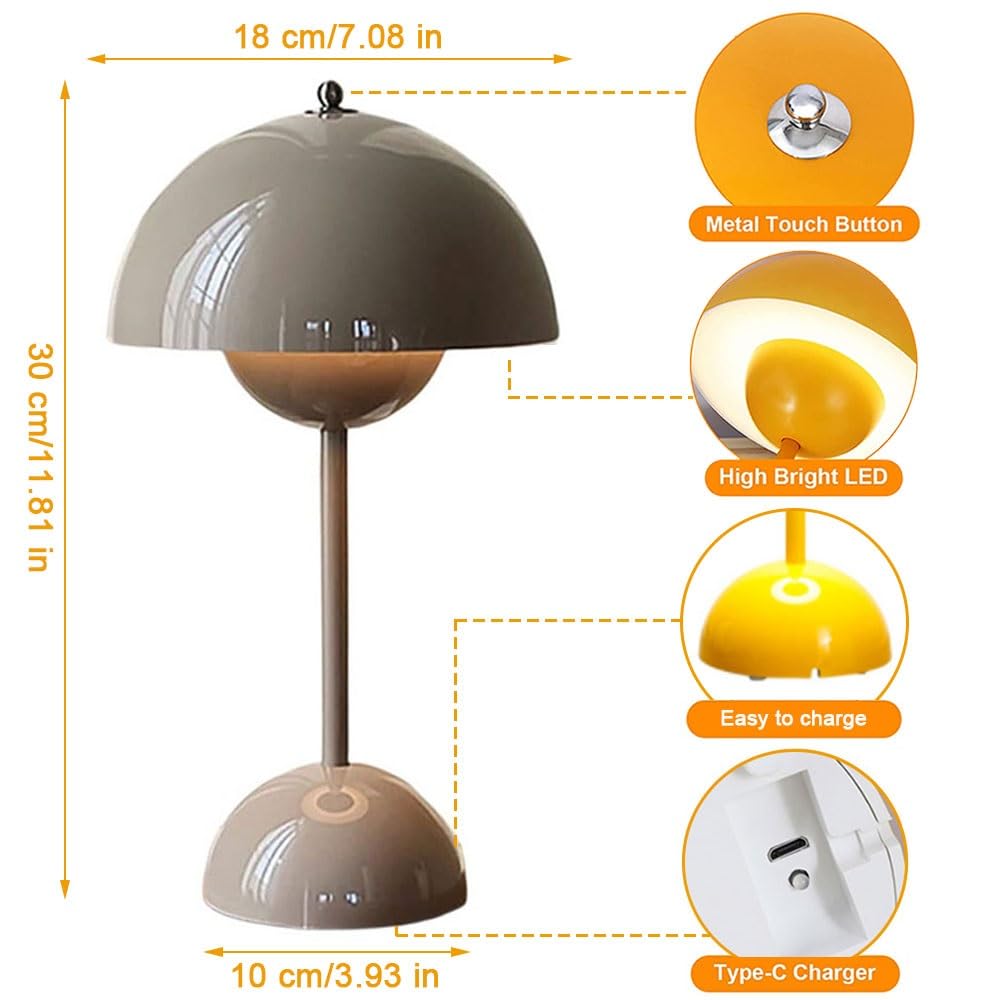 LED-Blumentopf-Tischlampe, kabellos, dimmbar, mit 3 Helligkeitsmodi, dekoratives Retro-Licht für Schlafzimmer, Bars, Restaurants, Farbe: Marineblau