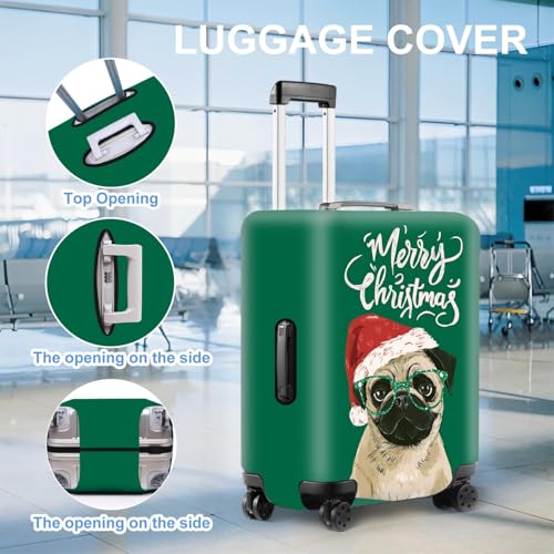 Image of Christmas Pug Luggage Cover, Washable Cute Dog Suitcase Cover, Animal Lover Suitcase Protector Anti-scratch Bag cover, M