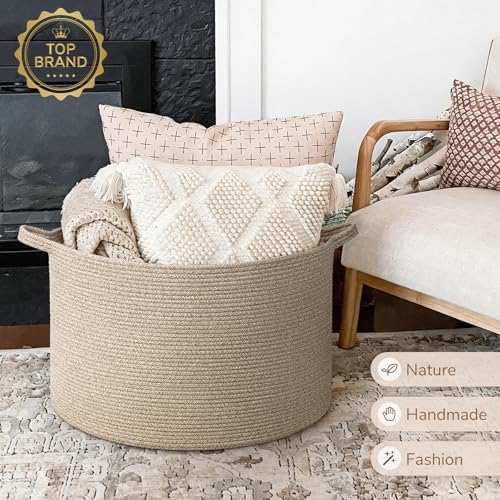 Image of INDRESSME 115L Extra Large Woven Blanket Baskets for Storage, Toy Organizers and Storage Rope Baskets for Boys Girls Kids,Burr Basket Storage Bins for Decor Laundry Shoe, Brown