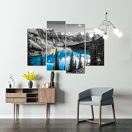 Vanseeing 4 Pieces Colorado Canvas Prints Wall Art Canada Moraine Lake And Rocky Mountain National Park Landscape Pictures Modern Canvas Painting Giclee Artwork Framed Poster For Living Room Home Decoration #TOP1