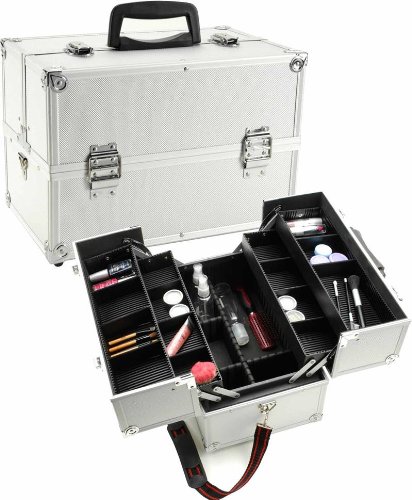 Seya Beauty Cosmetic Train Case with Adjustable Dividers (Silver)