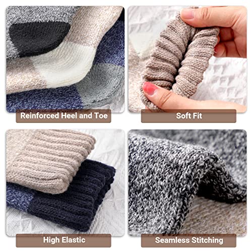 3 Pairs Wool Socks - Thick, Warm, Boot, Hiking, Cozy Long Socks for Women & Men4