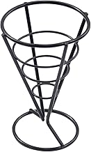 Cesta de fritadeira de aço inoxidável com mini batatas fritadeiras suporte de batatas fritas para servir comida apresentação ferramenta de mesa conjunto de utensílios de cozinha silicone de aço inoxidável (preto, tamanho único)