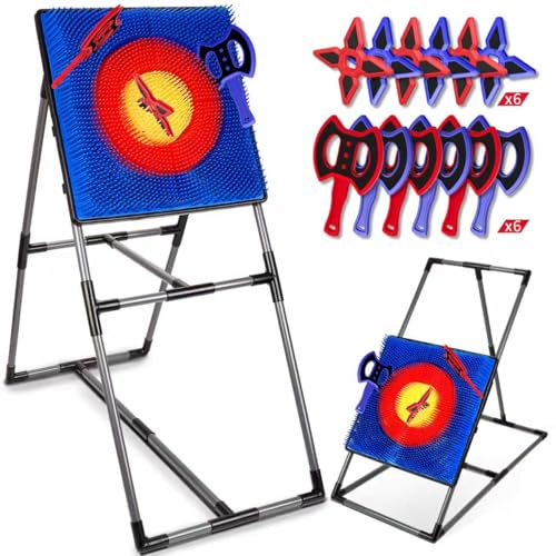 POPERFUN Axt-Wurfspiel mit 6 Darts, 6 Handäxte, Spielzeug für den Innen- und Außenbereich, Gartenspiele, Geburtstagsgeschenke Kinder