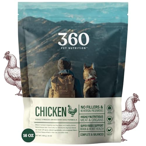 360 Pet Nutrition Raw Freeze-Dried Dog Food, High Protein, Balanced Meal, Chicken, Liver, Heart cover