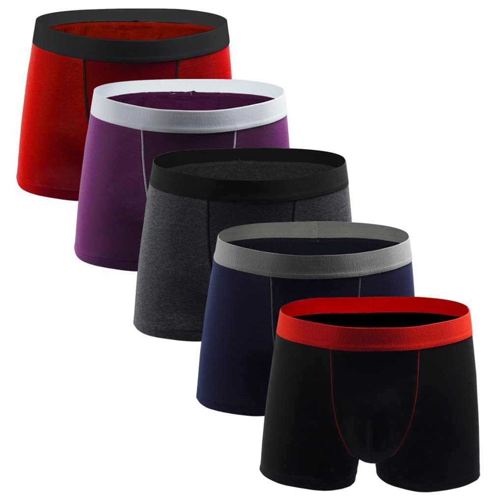 5pcs Cotton Male Panties Mens Underwear Boxers Breathable Man Boxer Solid Underpants Comfortable Shorts European size M