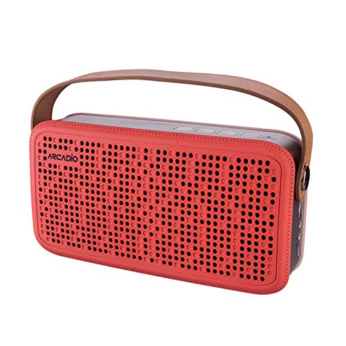 ARCADIO Thunder – High Performance Wireless 360degree Portable Speaker|Powerful bass|15Hours Playtime|IPX4 Splashproof|Rechargeable Battery and Built in mic for Mobile/Tablet/Laptop – Red