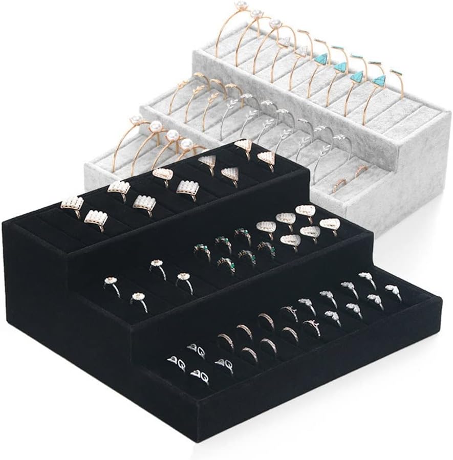 3 Layers Velvet Jewelry Bracelet Bangle Display Case Storage Organizer Holder Stand Rack19*24 * 26cm(D)
