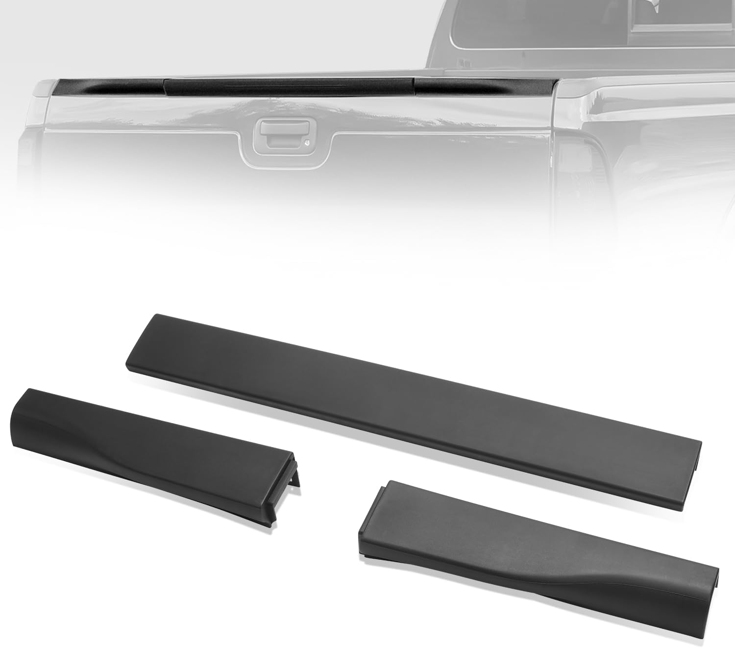 3Pcs Rear Flex Step Tailgate Molding Trim Caps Compatible with Ford F250 F350 F450 F550 F-Series Super Duty 2010-2016, Matte Black