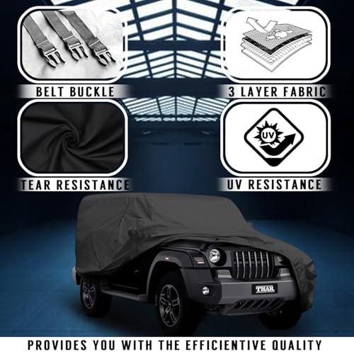 Image of Car Body Cover for Mahindra Thar (Grey with Mirror)
