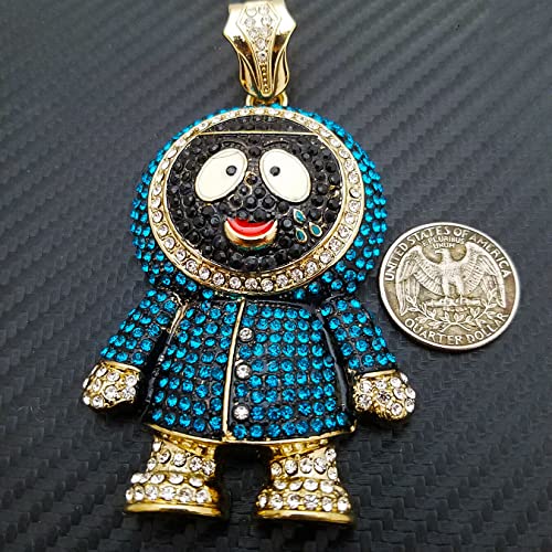 Gold plated Large ESKIMO Pendant & 12mm 16" 18" 20" Iced Baguette Stone Chain Hip Hop Jewelry Necklace4