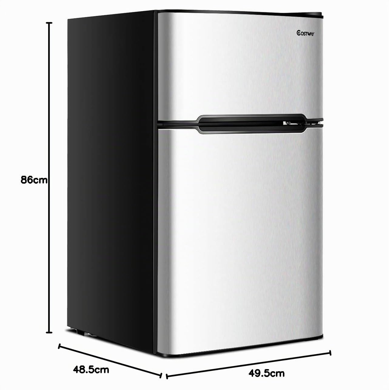 GYMAX Frigorifero 90 L Combinato 63L con Temperatura Regolabile da 0 a 10 °C e Congelatore 27L con Temperatura di -15 °C e per Case/Alberghi/Dormitori (Grigio)